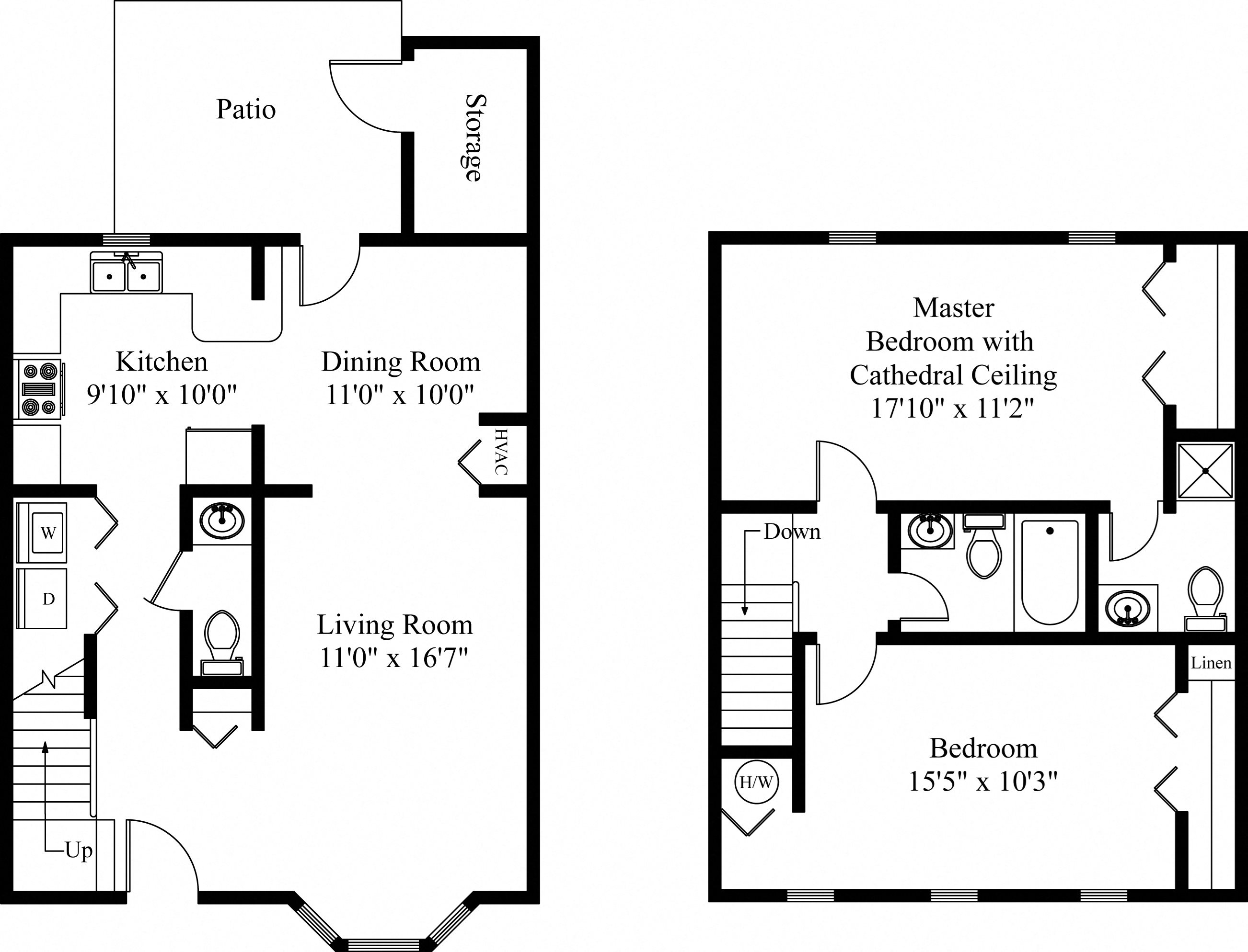 Mount Vernon Floor Plan 2 Bedroom Apartment in Harrisburg